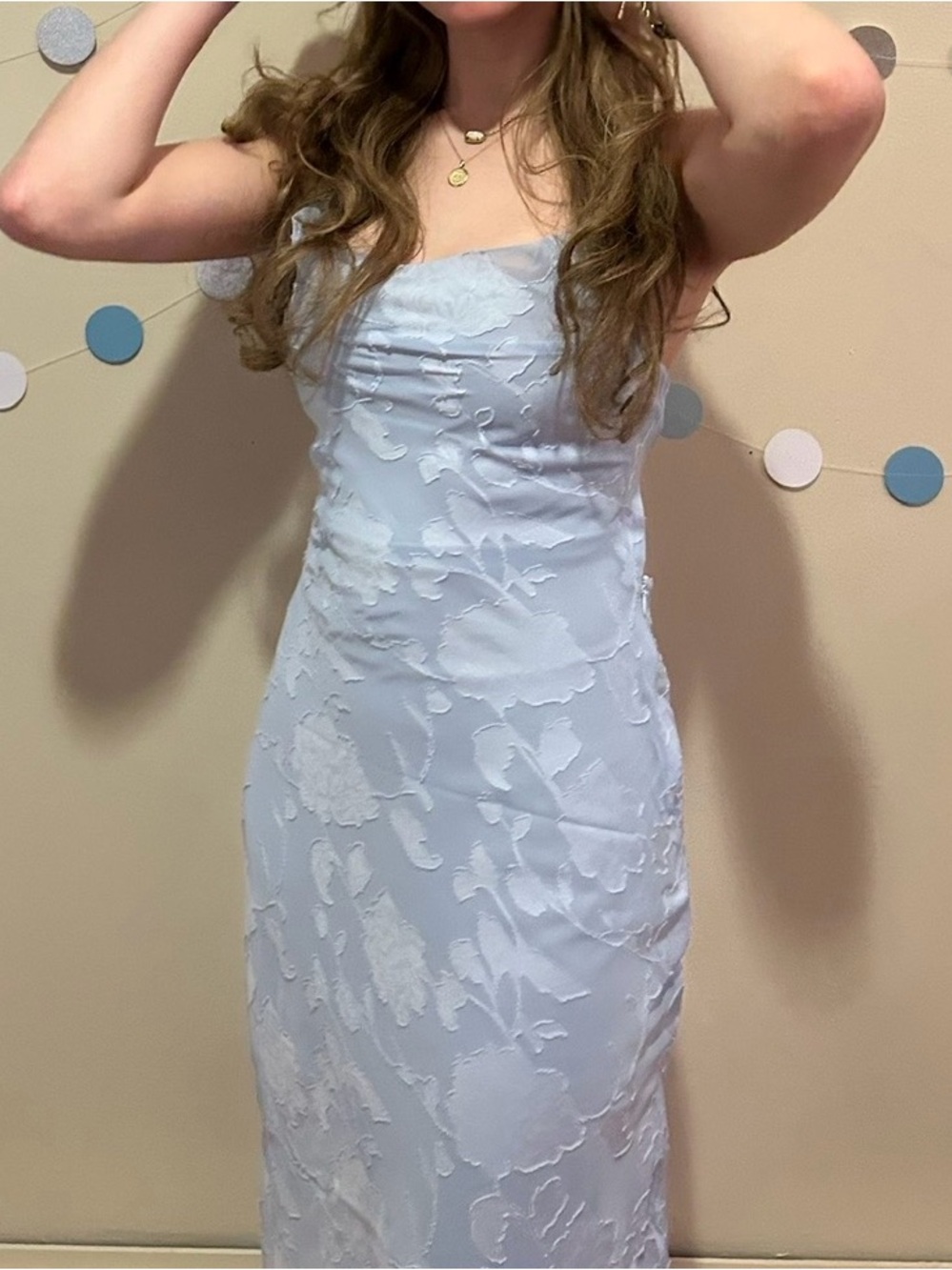 Princess Polly Celena Maxi Dress Blue Burnout - Picture 2 of 5